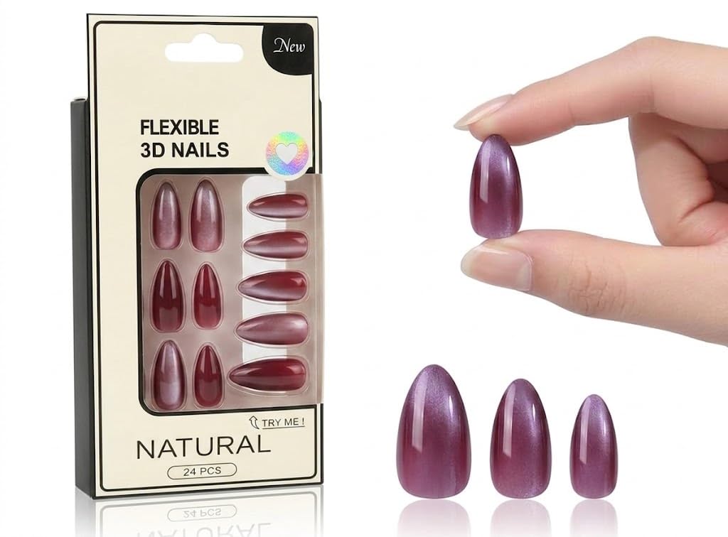 PRESS ON NAILS- 24pcs Medium -False Nails, Perfect For Parties, Comes FACE-OVAL WITH ONE SHEET DOUBLE FACE-MIRROR EFECT COLOR - (N4)