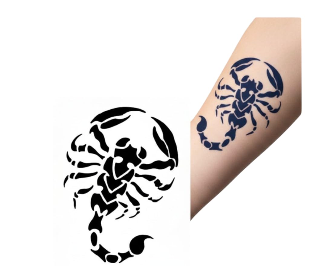 1 Sheet Semi Permanent Tattoos, Temporary Tattoo, Lasts 7-15 Days Water-Resistant Fake Tattoo Stickers, Design for PartY (W043)