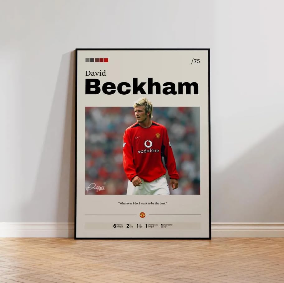 David Beckham Poster Football Star Wall Art Print Sports Decor Football Legend Poster Cave Art Creative Sports Decor Gift for Beckham Fan (Black, 20 * 30cm)