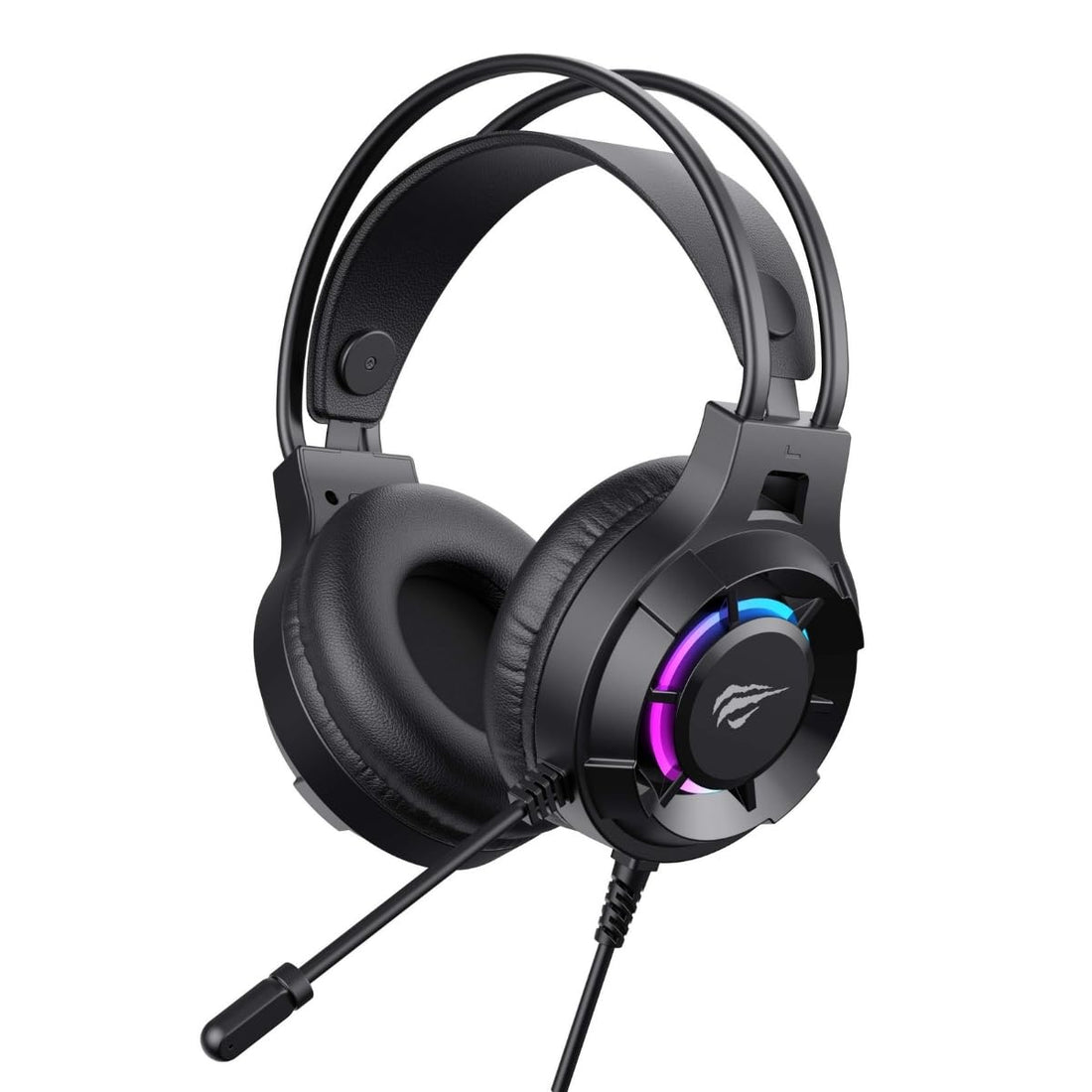 Havit H2049d Gaming Headphones Black with Microphone RGB Lighting Speaker 50mm 3.5mm Plug Black