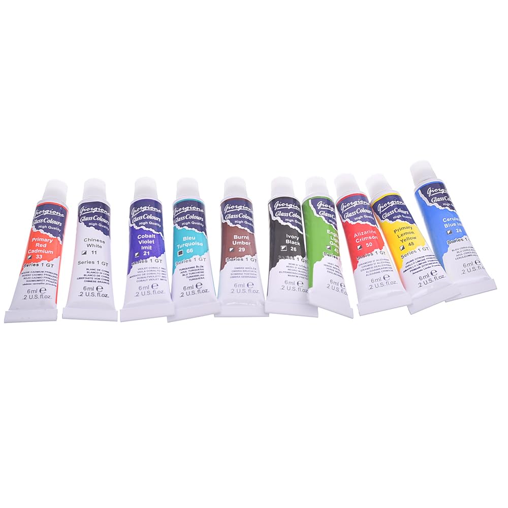 Giorgione G-1165 Non-Toxic Acrylic Colour With Paint Brush Set Of 10 Tube 6ml - Multi Color