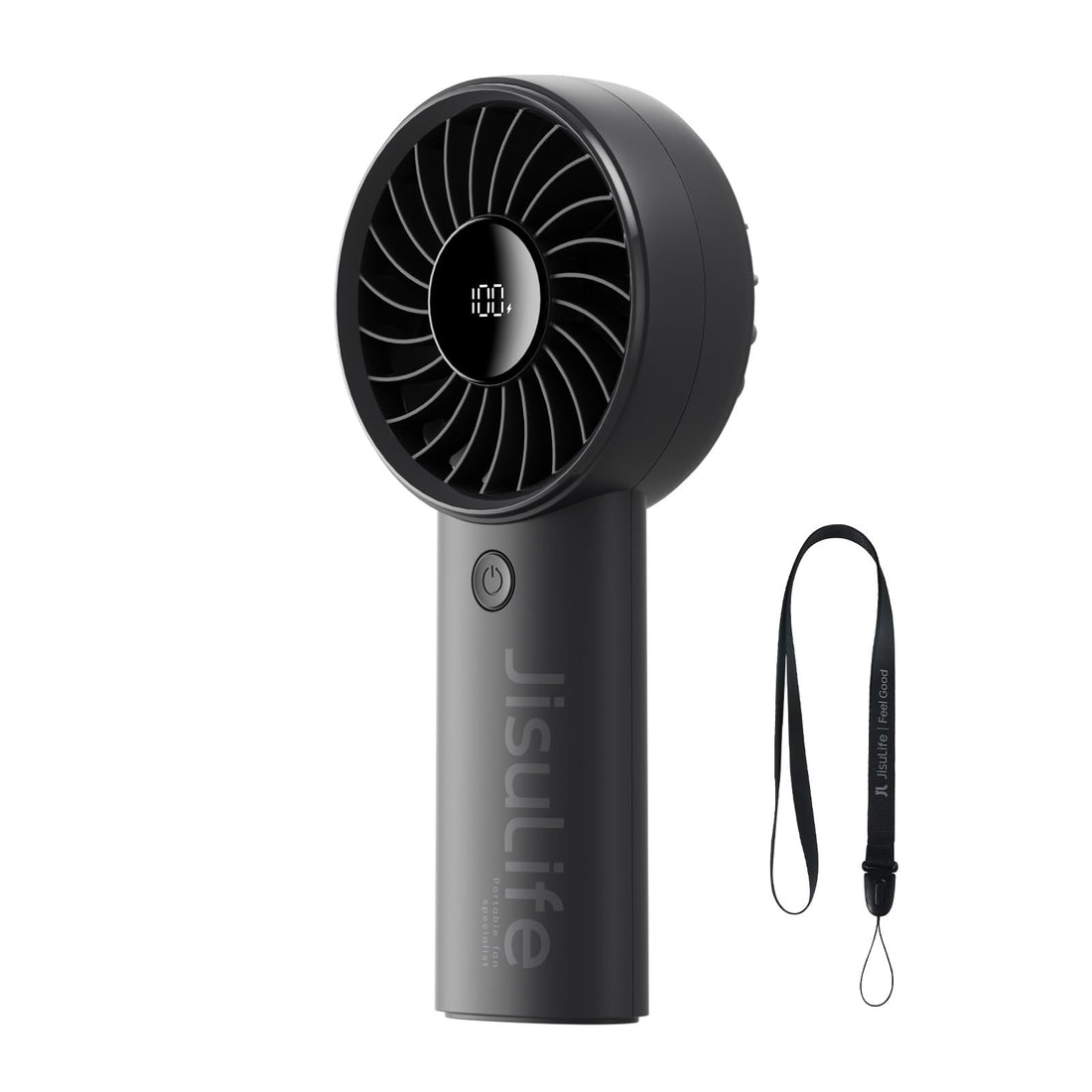 JISULIFE Handheld Fan Life4, 5000mAh Portable Rechargeable Fan, 5-Speed Turbo Wind, 15 Hrs Cooling, LED Display, Gifts for Men/Women, Essential for Travel,Beach,Vacation,Makeup,Concerts,Cruise-Black