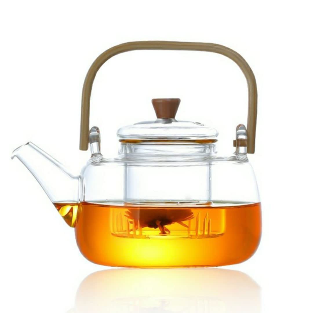 Heat Resistant Glass Teapot Clear Tea Pot with Infuser for Flower Chinese Puer Tea Portable Tea Kettle herbal glass jug 1000ml