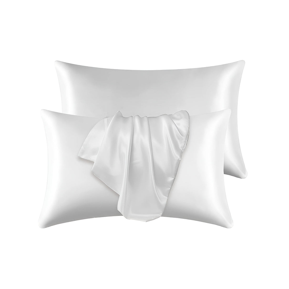 Get the Ultimate Beauty Sleep with Satin Pillowcases - 2 Pack Soft and Silky Pillow Covers for Hair and Skin Care - Queen Size (20x30inch / 50x70cm) with Envelope Closure (White)