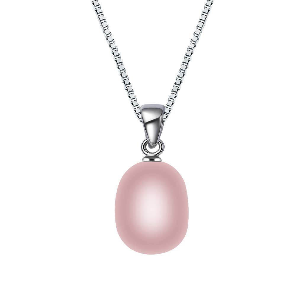 Freshwater Cultured Pearl Pendant Necklace – Pink Pearl Pendant Necklace on Adjustable Silver Chain – Ideal Gift for Anniversaries, Birthdays, Christmas or as Elegant Bridal Jewelry