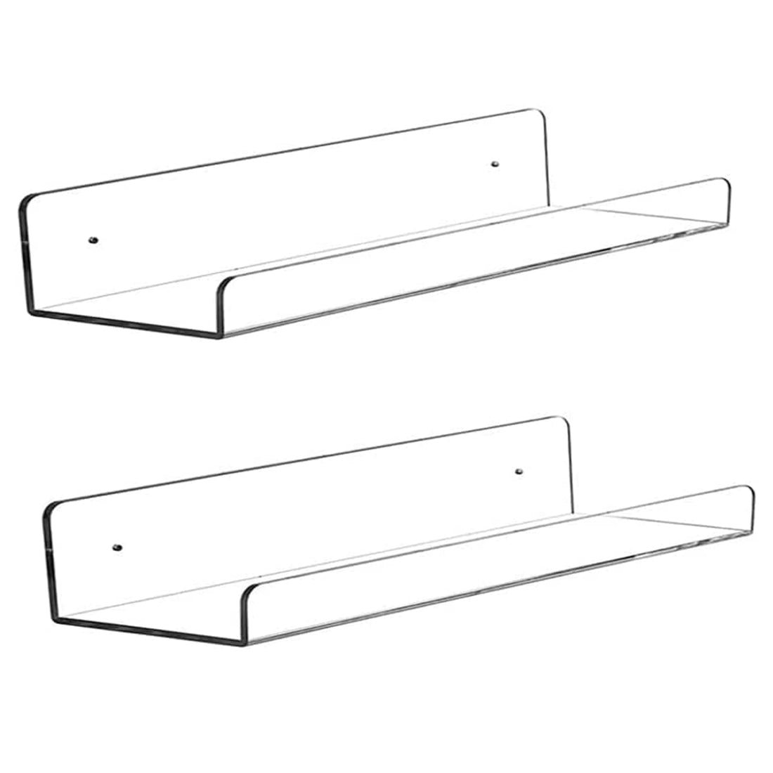 BEST MEDIA 38 cm Transparent Acrylic Invisible Floating Wall Ledge Shelf, a versatile Book Display Shelf and a Wall Mounted Bathroom Organiser- Modern - 2 Pack - Transparent
