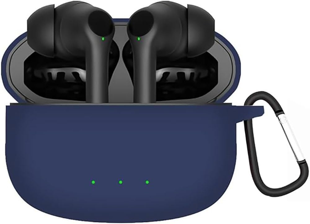 Silicone Case Compatible with Oraimo FreePods 3C Earbuds, Soft Silicone Protective Case Cover, Shockproof Sleeve with Carabiner For Oraimo FreePods 3C (Blue)