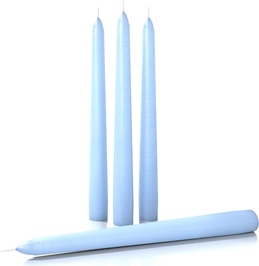 4 Taper Candles – 10-Hour Burn Time Each – 26 cm Tall – Dripless – Smokeless – Fits All Candle Holders – Clean, Even Burning – Perfect for Home Décor | Total Weight: 240gm (4, Light blue)