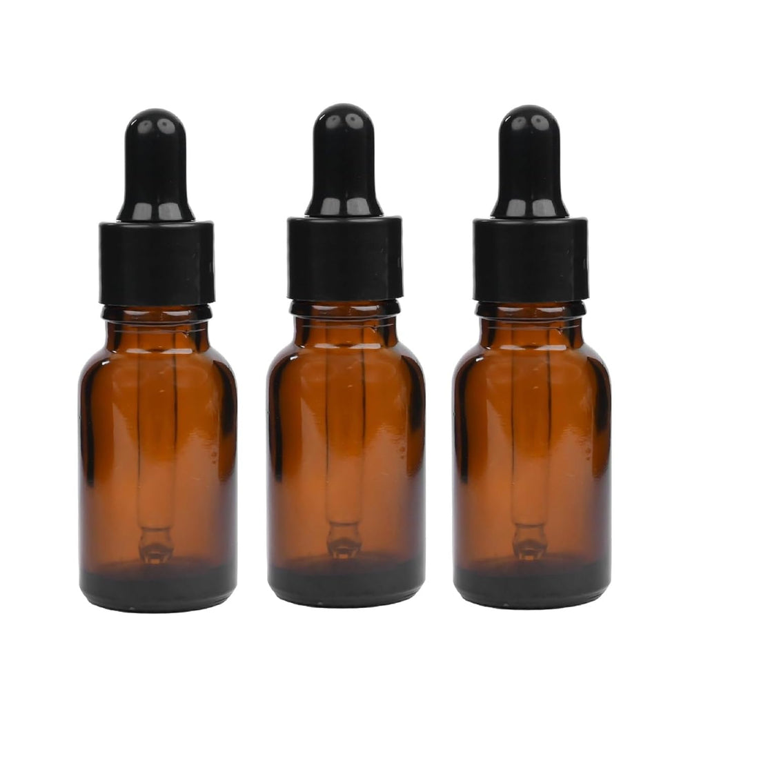 Mkd2 Rise Empty Amber Glass Bottle 30ml (Pack of 3) with Leak Proof Dropper + Black Ring + Silicon Black Teat, Refillable, Reusable for Essential Oils, Blends, DIY Perfumes