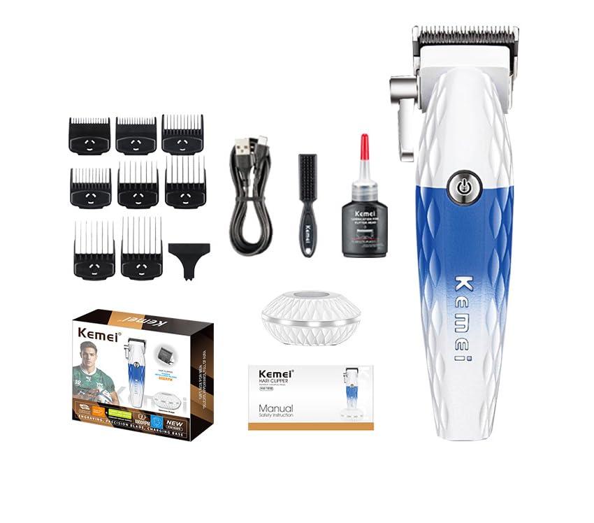 New Kemei KM-1689 Professional Salon Shaver with Charging Base Illuminated Logo Kemei 8800RPM Ceramic Blades
