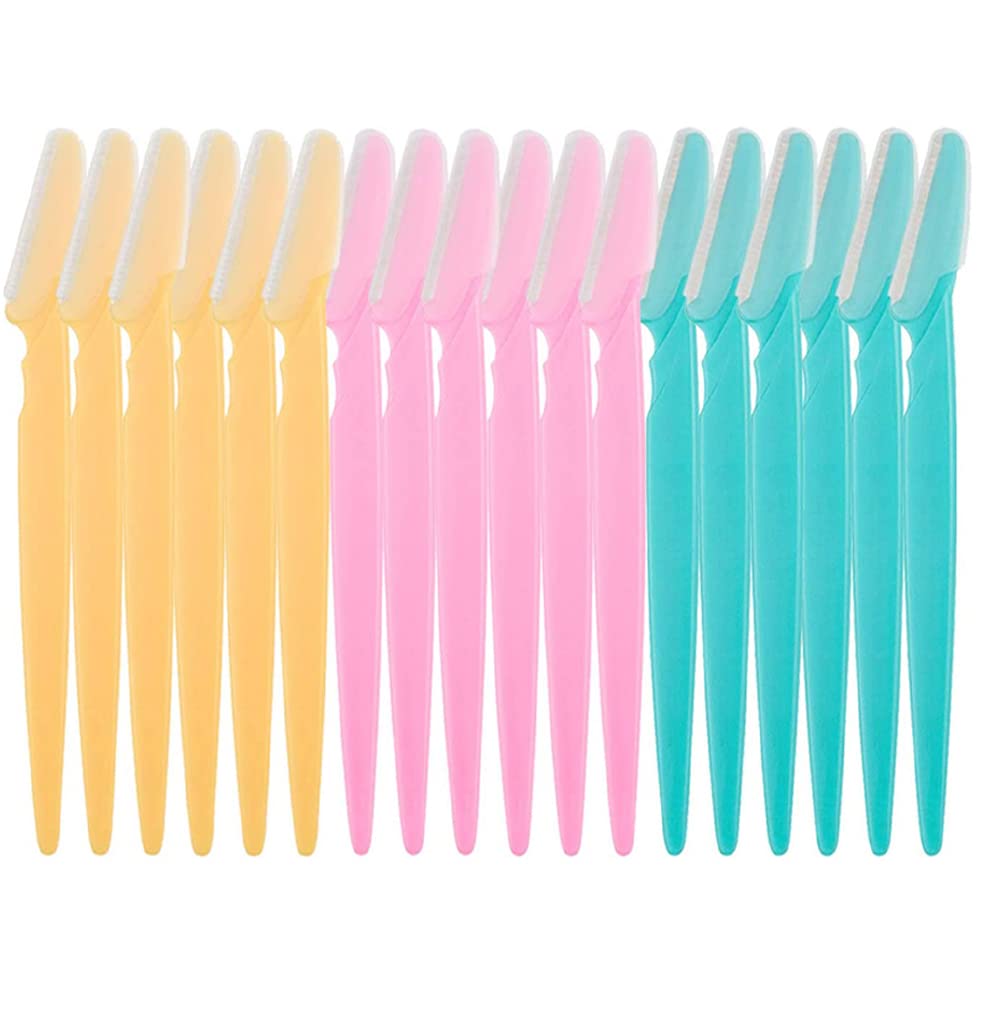 ILLUVA 18 Pcs Eyebrow Razors Shaper, Safety Facial Hair Remover Face Shaver Trimmer, Exfoliating Dermaplaning Tool for Women and Men