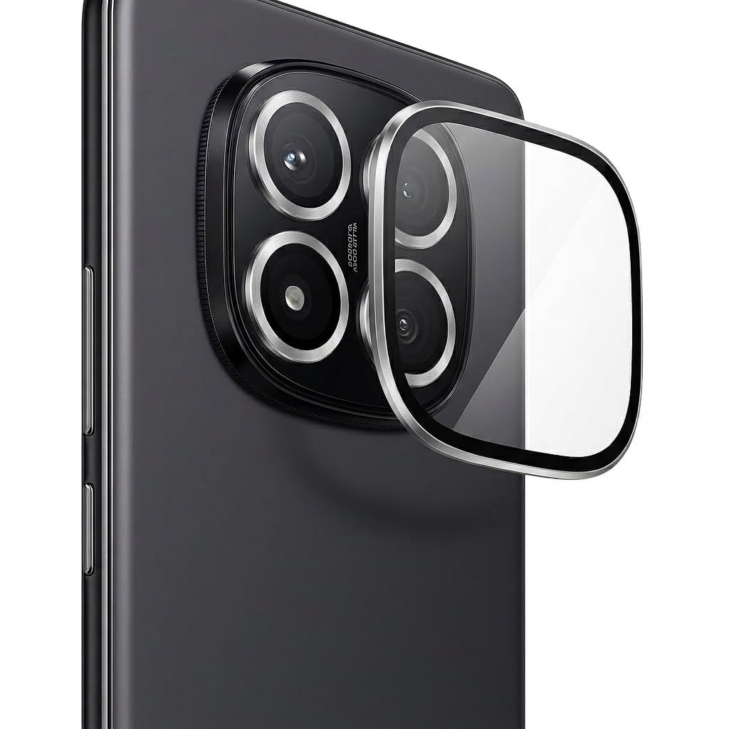 Dl3 Mobilak Camera Lens Protector for Xiaomi Redmi Note 14 Pro+ Plus 5G Accessories, 9H Tempered Glass Metal Individual Ring Camera Cover Screen Protector, Case Friendly, Anti Scratch (Silver)