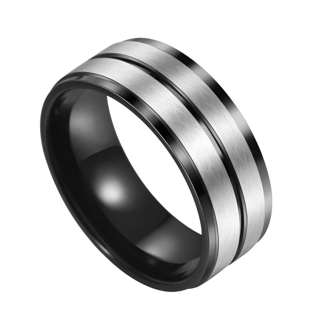 Black Silver Color Band Ring Men Women Wedding Band Fashion Finger Band Ring Jewelry For Men Wedding Party Rings Jewelry Gift
