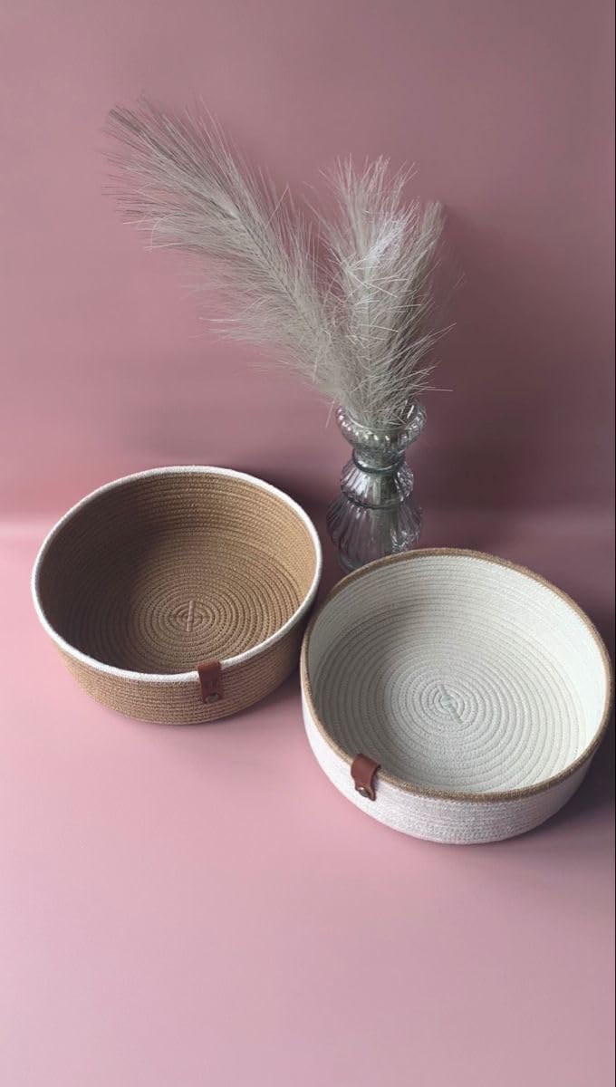 MacrameStore- Jute Organizer with White Edge – 20 cm - منظم خيش بحافة بيضاء
