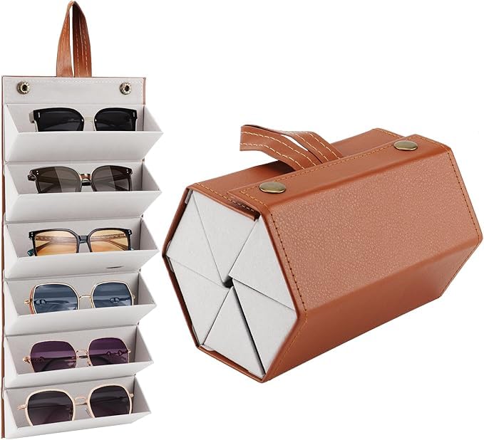 Leather Glasses Case Organizer for Eyeglasses and Sunglasses – Multi-Purpose Holder for Makeup Brushes, Pens, Travel Accessories – Compact Soft Pouch for Bag, Car, Home