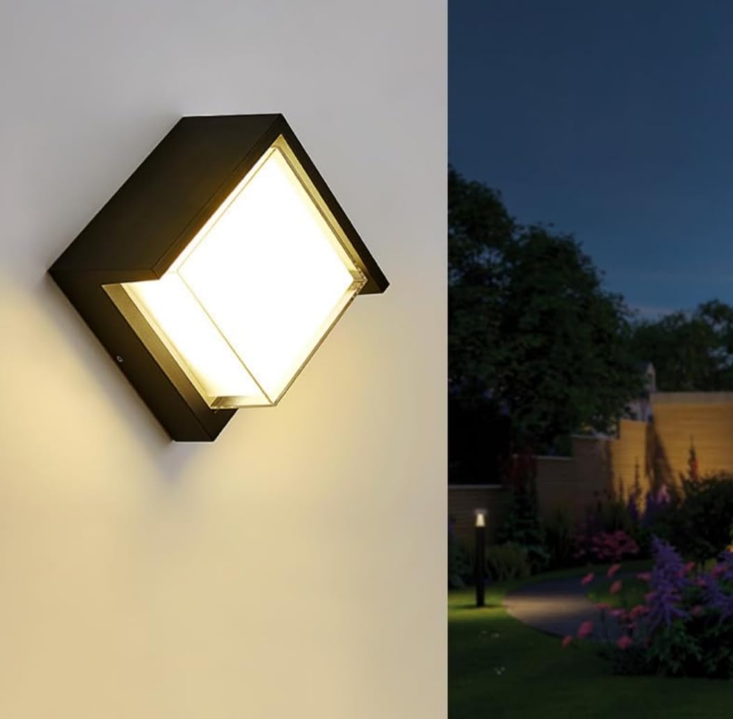 SILVADOR LED Outdoor Closed Top Gate Light Rainproof Bulkhead Modern Exterior Wall Light Best for Entrance Boundary Wall, Pillar, Garden (Warm White). (Art Deco 4)