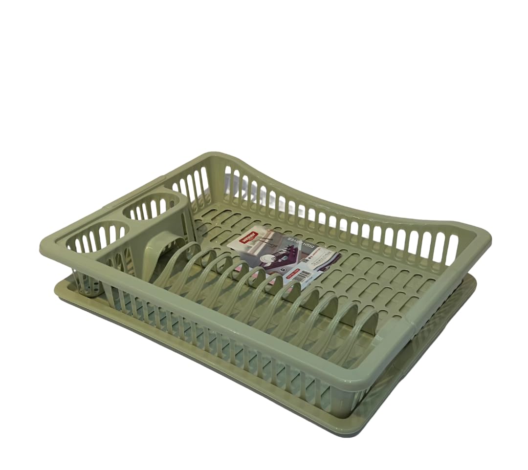 Winner Plast Plastic Dish Dryer Rack with Draining Tray, Light Green,1044