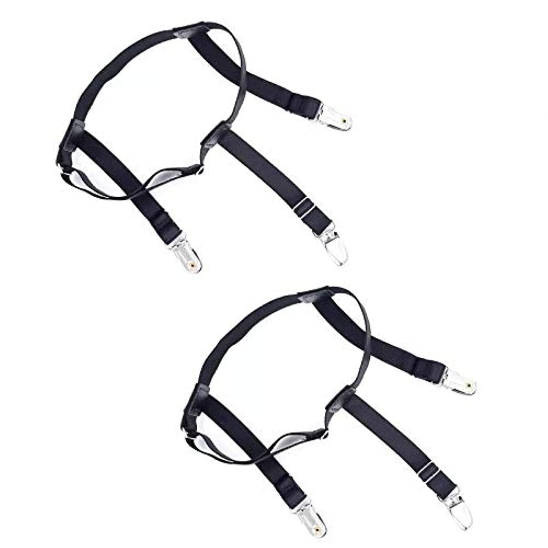 Men's Shirt Stays Adjustable Elastic Garters Thigh Strap with Locking Non-Slip Clips