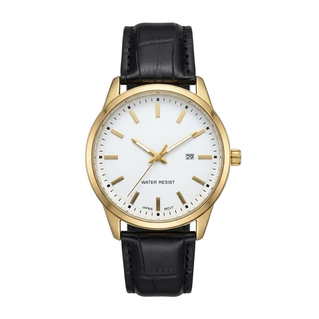 Luxury Men's Watch Leather Band Classic Design - Durable Metal Lock - Suitable for Occasions and Formal - Fashion Style with High Quality