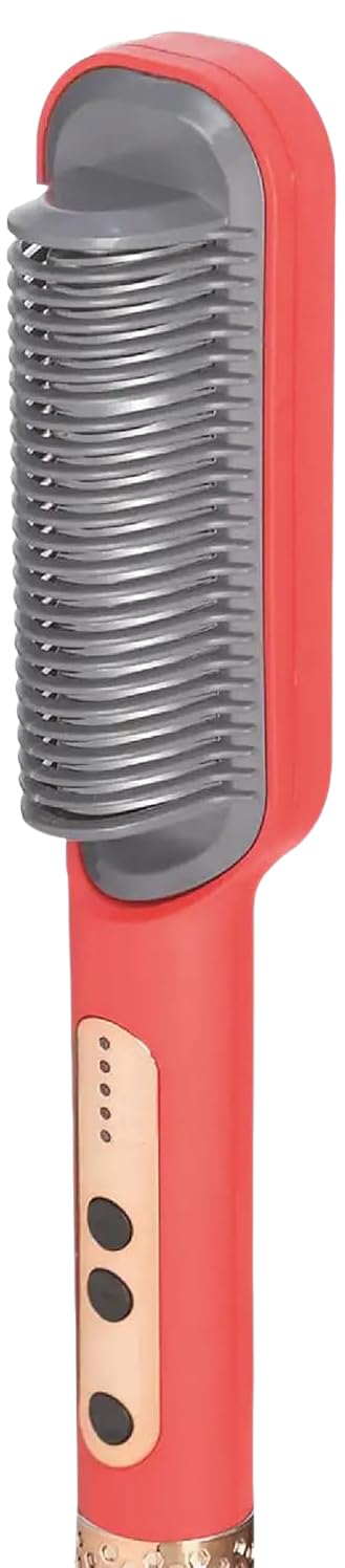 Electric Hair Straightener - Ceramic Plate, Fast Heating, Hair Beauty Care - Professional Straightener Comb - Effortless Styling and Safety, 45w, HG-108 (Red)