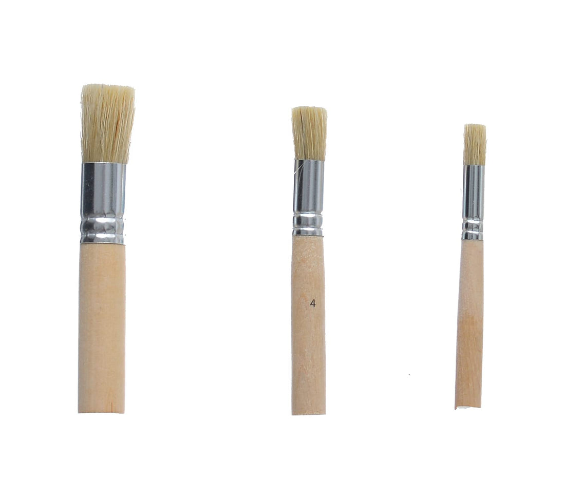 Keep Smiling Stencil Brush Set of 3 Different Shapes with Ergonomic Professional Wood Handles for DIY Crafting & Painting - Wooden