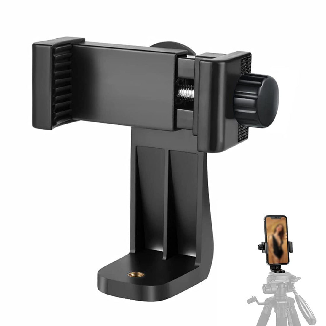 KASTWAVE Phone Tripod Mount Adapter, Universal Tripod Cell Phone Holder, Fits Any Smartphone, 1/4" Standard Screw, Rotating Vertical and Horizontal, Compatible with Selfie Stick, Monopod