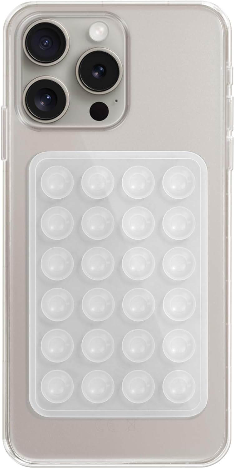 Silicone Phone Sticky Grip,Hands-Free Sticky Cell Phone Grip,Suction Phone Case Mount for iPhone and Android,Mobile Mirror Holder Selfies and Videos (Transparent)