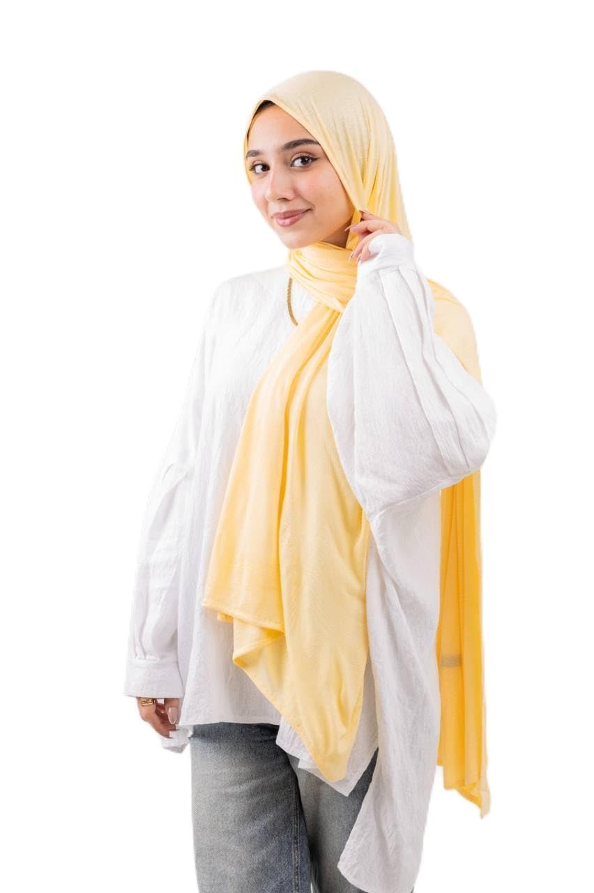 MAPKA LARGE LUXURY EGYPTION COTTON LYCRA HIJAB SOFT PREMIUM EDITION FOR OFFICE, PARTY, COLLEGE ANYWHERE DAILY USE (Cotton Lycra-Yellow-Hijab)