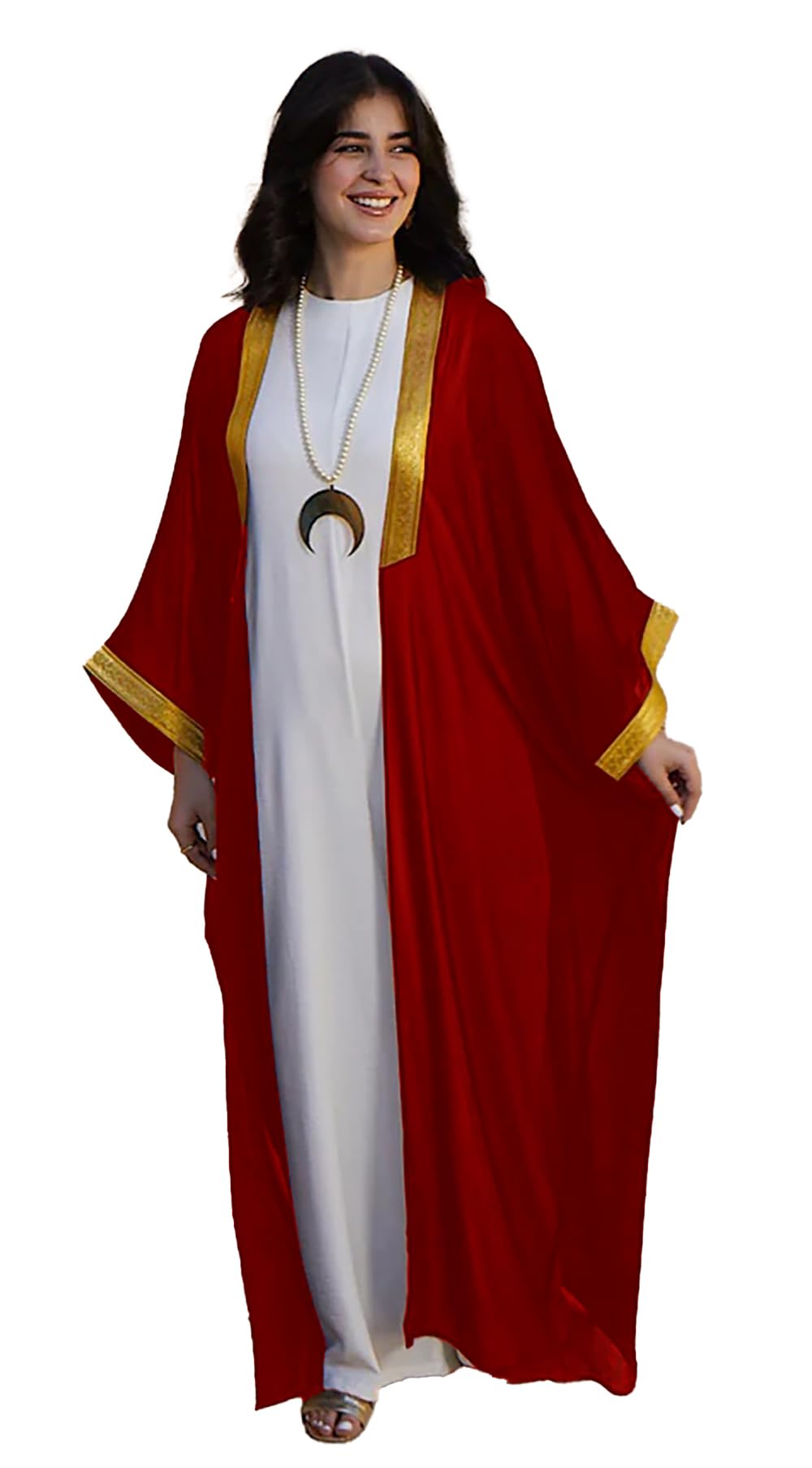 Sunset Ramadan Chiffon Abaya Kaftan Kimono Bisht inlaid with Jubeir