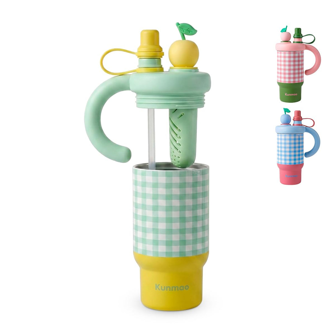 Water Bottle 800ml – Stainless Steel Double-Walled Travel Mug with Straw & Handle for Juice, Milk and Tea, Leak-Proof, BPA-Free, Strainer Cup for Hot & Cold Drinks, F-1531 (Green)