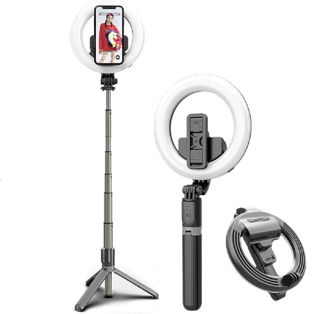 JJA Selfie Stick L07 Ring Light Selfie Stick Tripod Wireless 360 Foldable Tripod