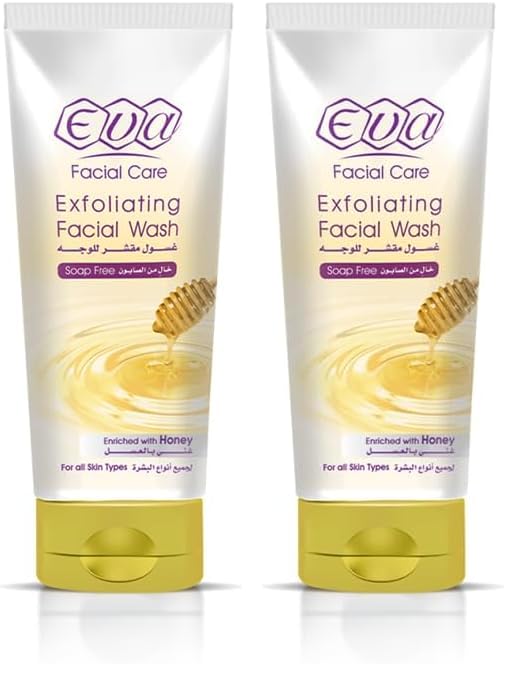 Eva Skin Care - Exfoliating Face Wash with Honey, Soap Freee, 150ml (Pack of 2)