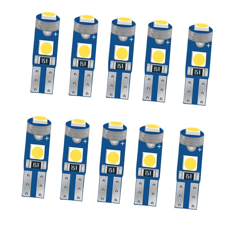 KaberTrade 10 Piece T5 LED Car Interior Light Dashboard Light Kit LED Bulbs Safaya Wide Application (White - 10pcs - Code:9901) - KaberTrade