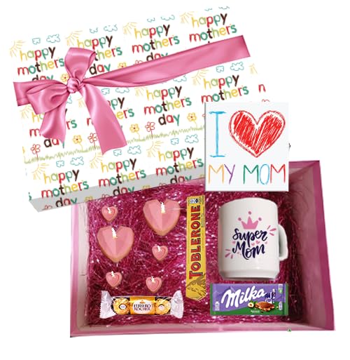 Mother's Day Gift Box, Includes Mug, Chocolate, Card, Pink Theme, Super Mom