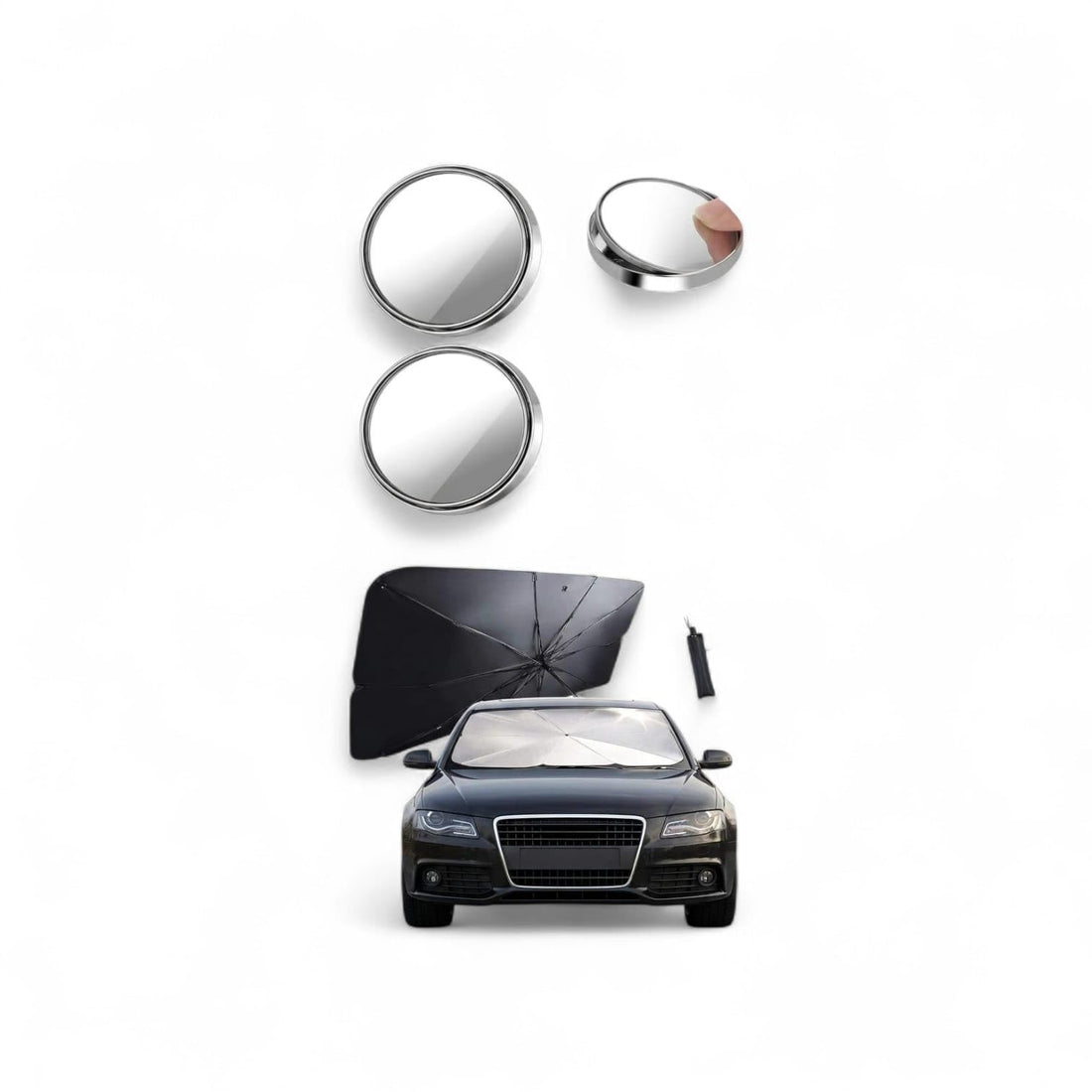 Car Windshield Sun Shade Foldable Car Windshield Sun Shade Blocks UV Rays 122 * 65cm with Car Exterior Mirror for Invisible Sides