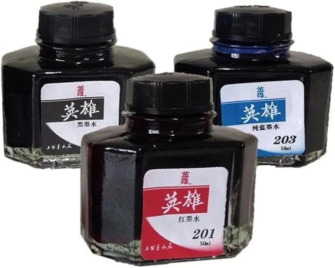 Hero Fountain Pen Ink Refill - 3 in 1 Pack - Black, Blue & Red - 50 ml by Smart