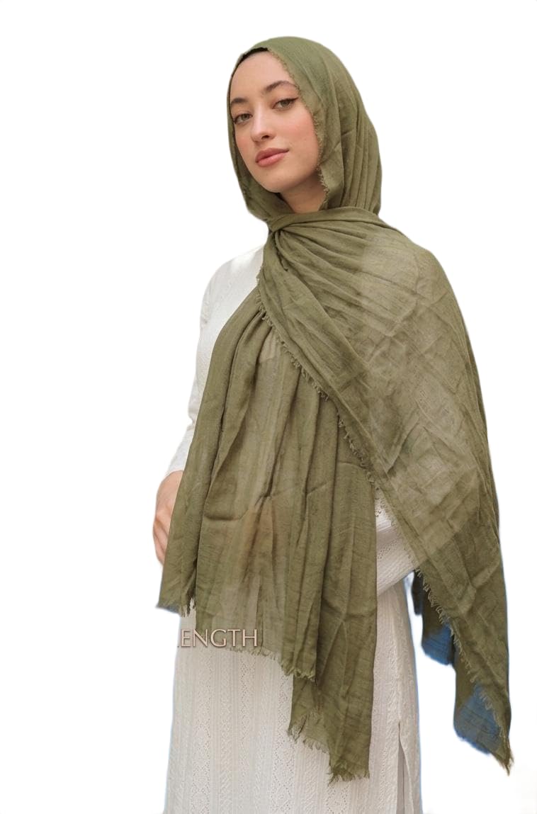Women's Pure Cotton Scarf, Solid Colour Hijab, Soft & Lightweight Everyday Wrap, 75x200cm