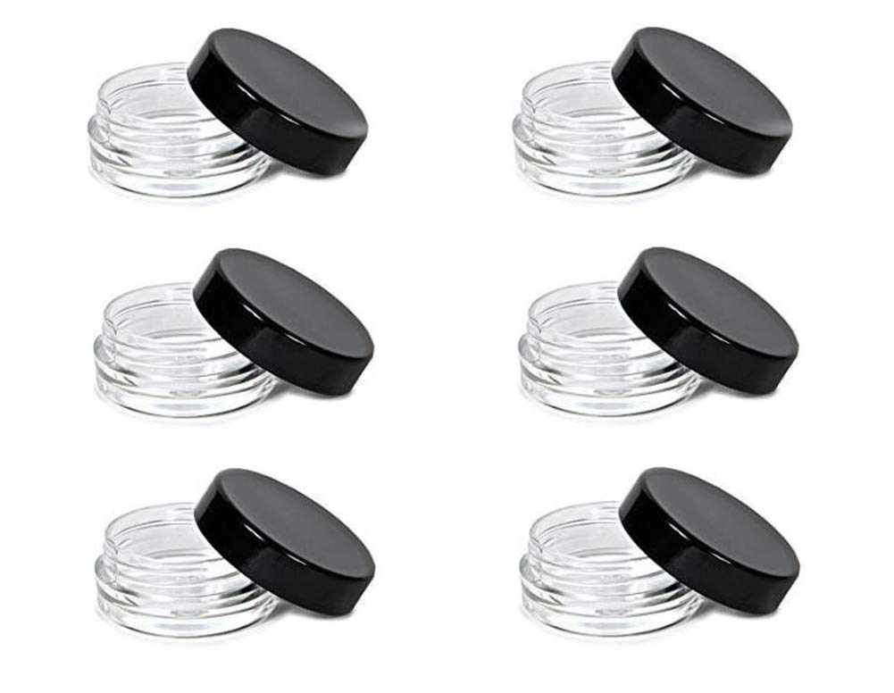 3 Gram 3 ML Jar BPA Free Cosmetic Sample Empty Plastic Container Round Pot with Black Screw Cap Lid Small Tiny 3g Bottle for Make Up Eye Shadow Nails Powder Paint Jewelry (25PCS)