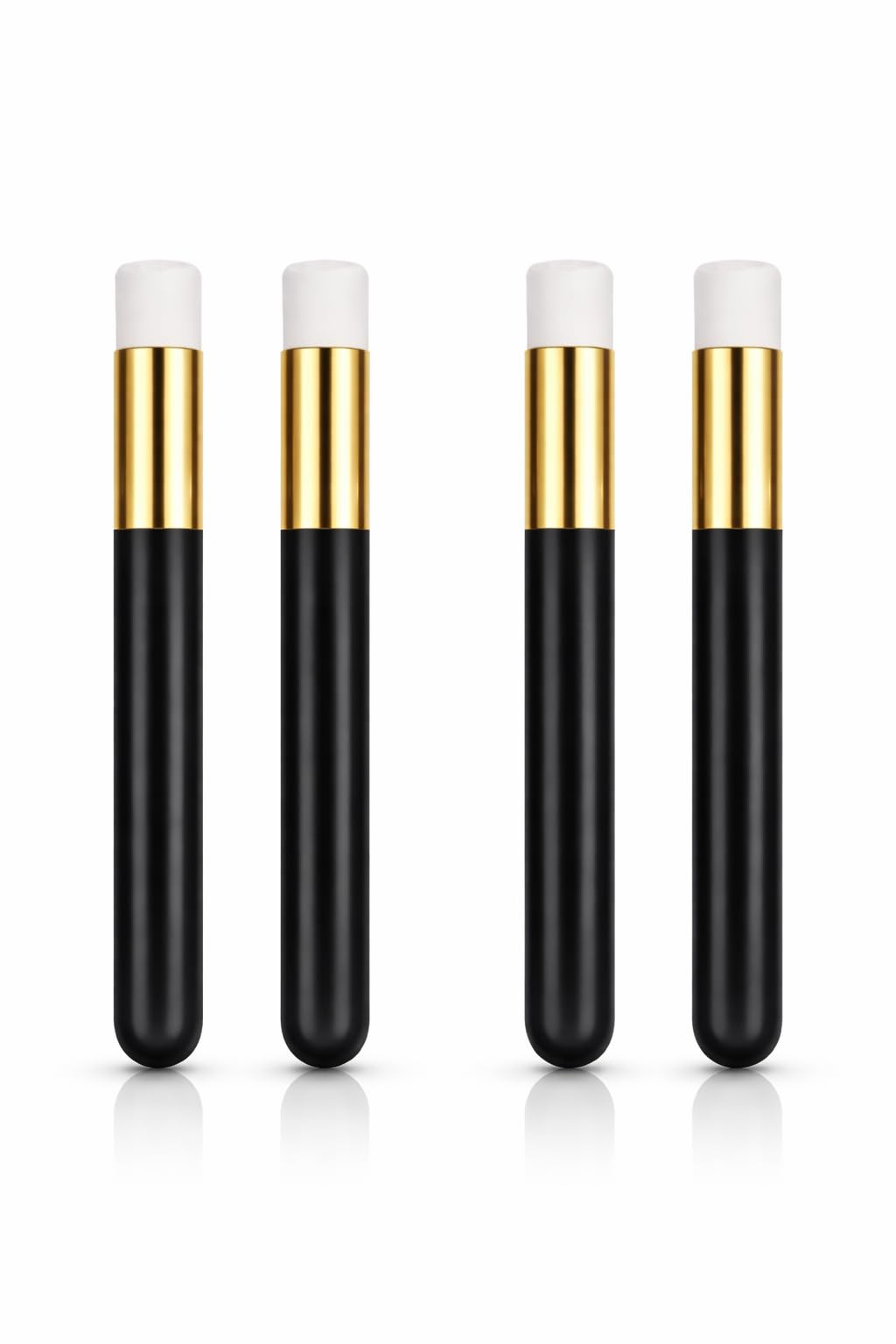 4 Pack Lash Cleansing Brush Set (Black & White Mix), Soft Sponge Tip Eyelash Cleanser Applicators for Lash Shampoo and Extension Care, Reusable Lash Wash Tools for Home or Salon (Black, 4)