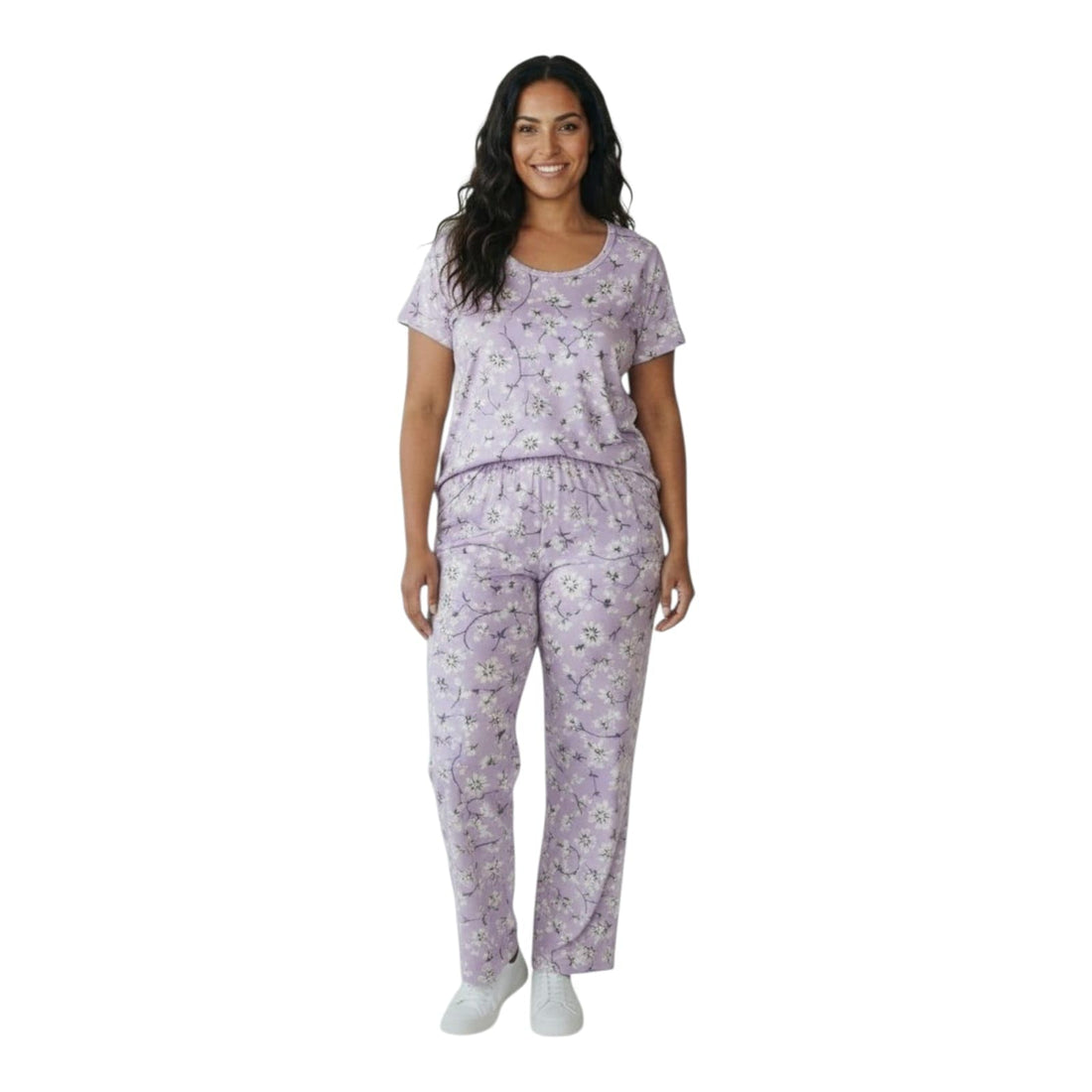 Women's Half Sleeve Pajama Set 2 Pieces, Cotton Fiber Material, Soft and Comfortable, Sizes from Large to 5XL, Special Colors