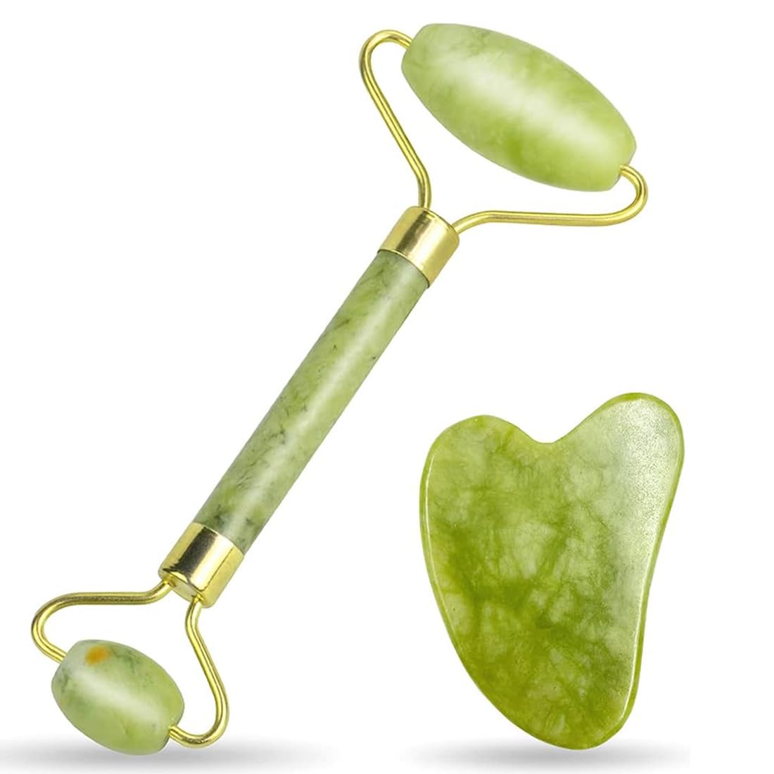 1 Piece Jade Roller for Face, GuaSha Face Stone, Natural Jade GuaSha, Relaxing and Remodeling Face Massager Tools for GuaSha, Eyes, Face, Neck