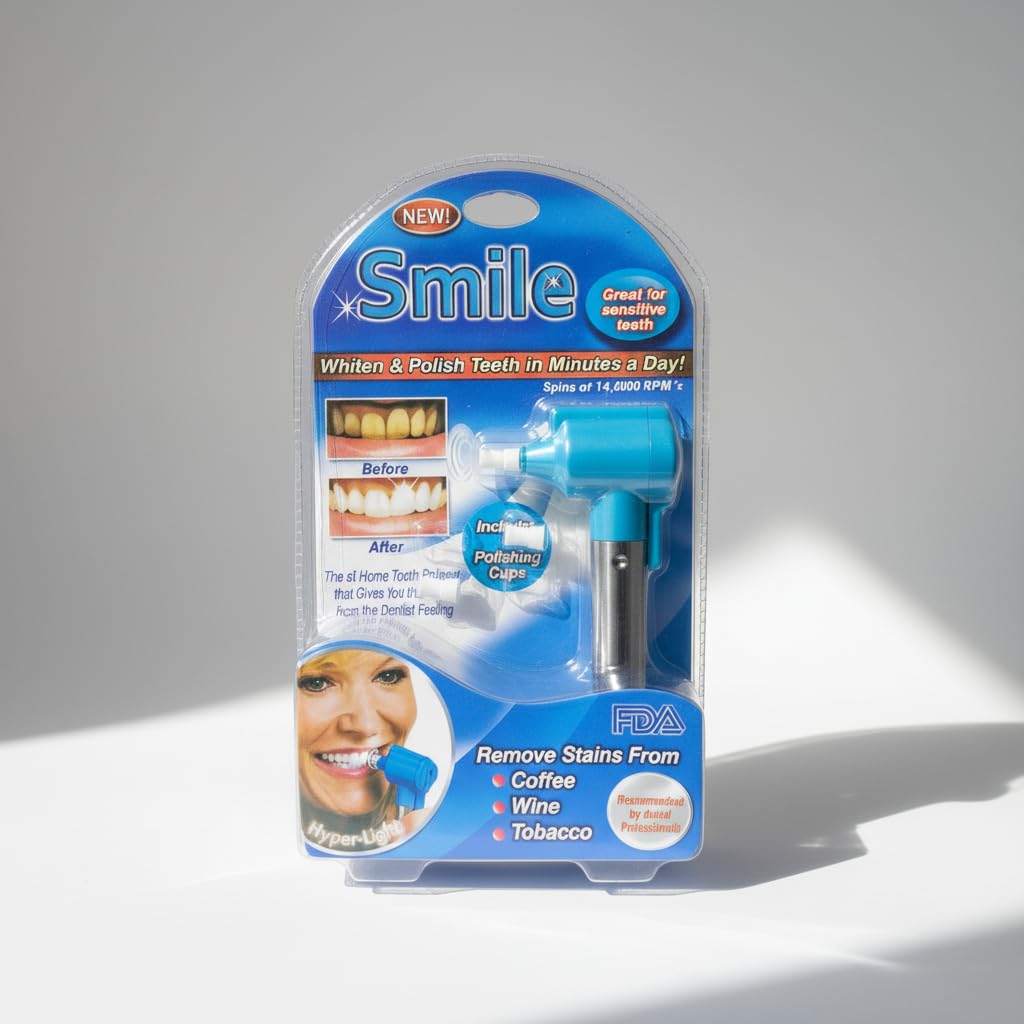 Upgraded Teeth Cleaner & Polisher - Portable Home Polish for Removing Coffee Stains and Smoking - Instant Whitening with LED Light and 14K RPM - Enamel Safe