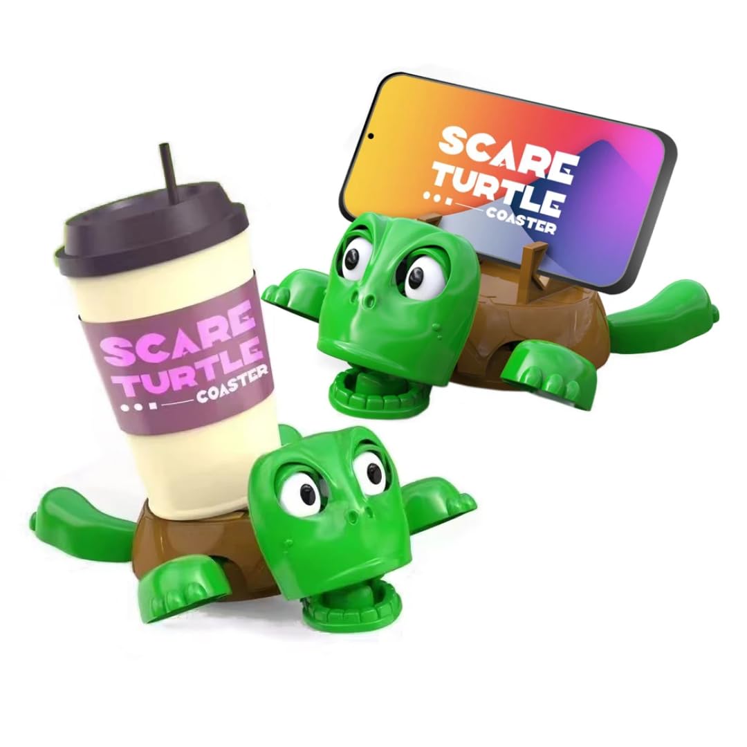 Wonka Scare Turtle Phone and Cup Holder, Cute Desktop Accessory, Green Alligator Design, Dual Purpose Stand