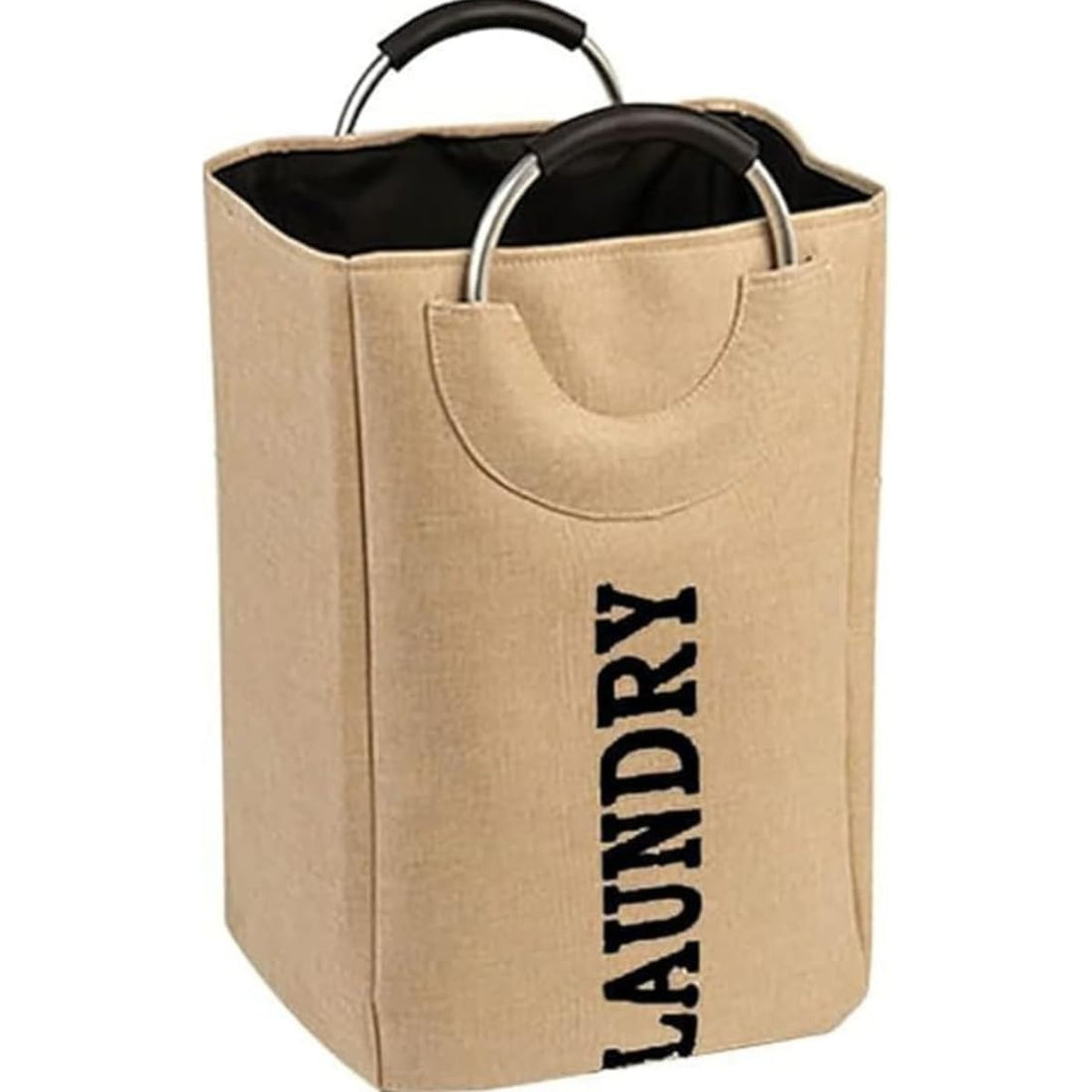 Laundry Basket, 61L Large Laundry Basket with Handle, Foldable Bathroom Storage Laundry Bag for Bedroom, Bathroom, College Dorm, Laundry Room (Beige)