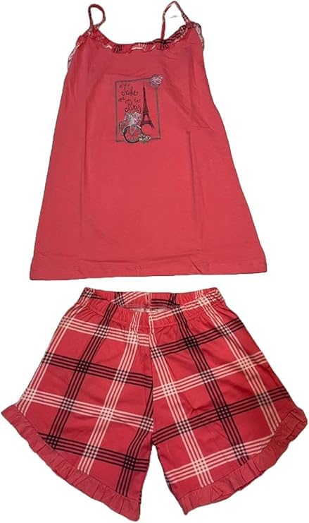 9Street Corner Women's Cotton Soft Cotton Pajamas Shorts Plaid Shorts + Suspender Top P1019