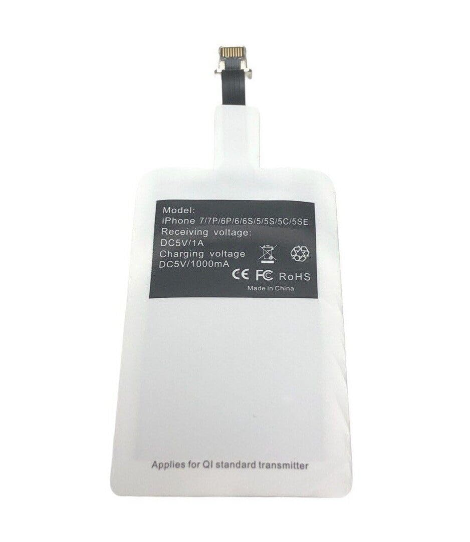 Qi Wireless Charging Receiver Adapter, Compatible with iPhone Lightning, Super Fast 1000mA Wireless Charging Module