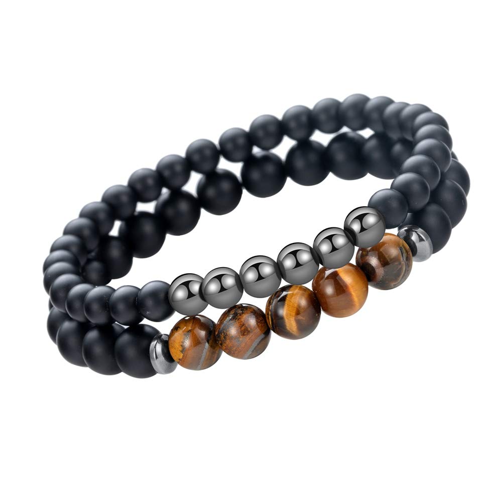 Joan Nunu Charm Bracelet for Men Women Black Mantra Prayer Beads, Stone Crystal