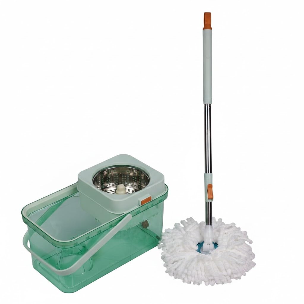 Floor Mop with Handy Squeeze Bucket Double Filter System for Efficient Cleaning and Easy Dirt Removal with Better Water Volume Control H