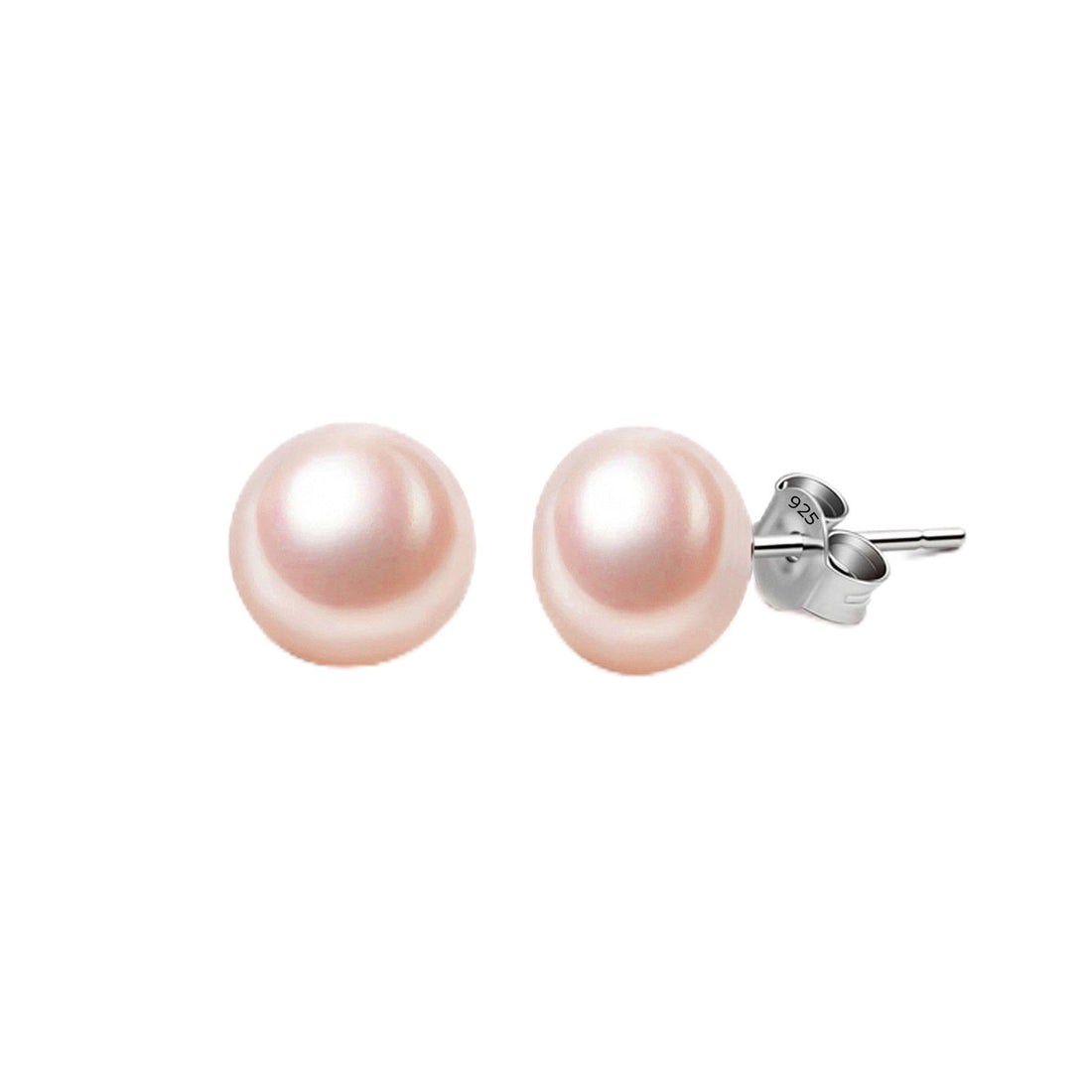 EVER FAITH Pearl Earrings 6mm Pink Freshwater Cultured Pearl Stud Earrings for Women, 925 Sterling Silver, Sterling Silver Cubic Zirconia Freshwater Cultured Pearl