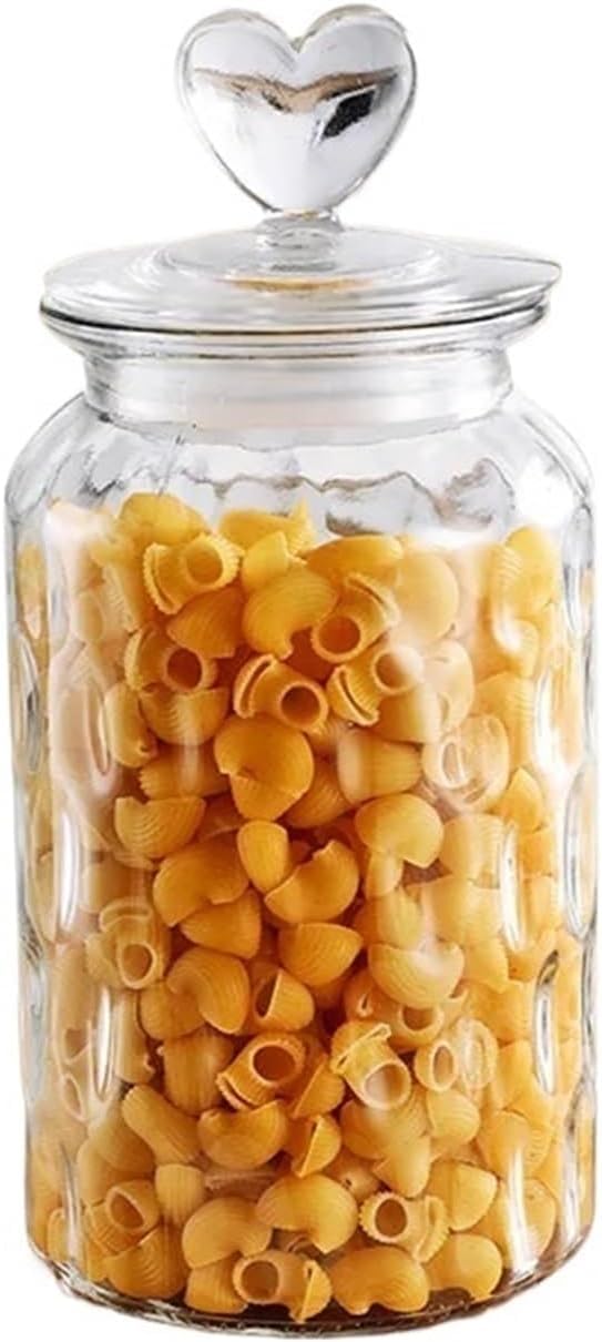 Storage Jars for Dried Fruit Transparent Sealed Jar Glass Bottle Kitchen Storage Box Dried Fruit Transparent Jar Various Beans, Snack, (1300ml)